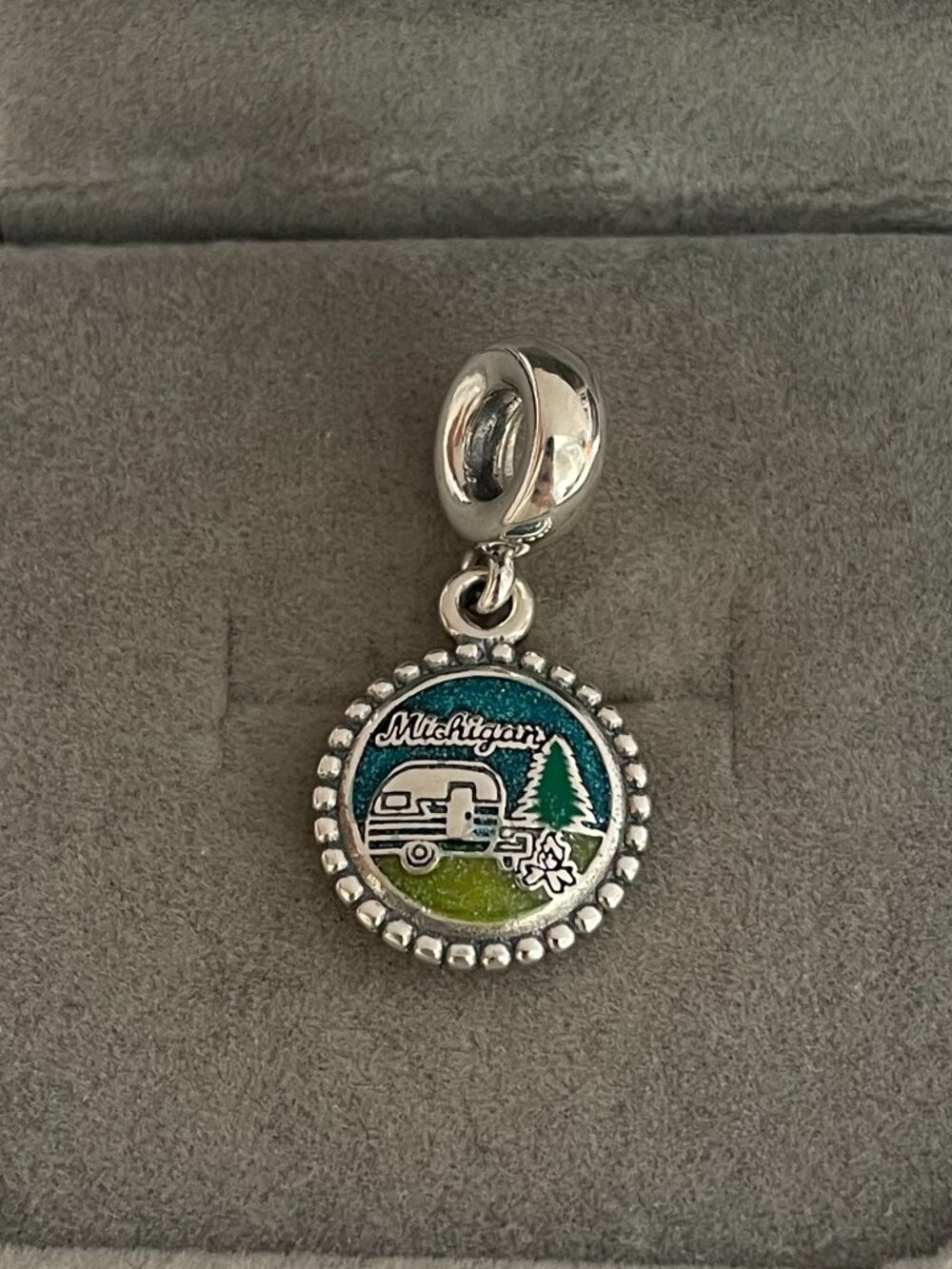 Pandora Michigan Exclusive Dangle Charm Pendant Travel S925 Silver Jewelry